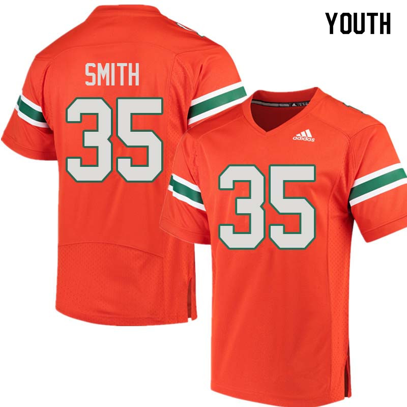 Youth Miami Hurricanes #35 Mike Smith College Football Jerseys Sale-Orange - Click Image to Close